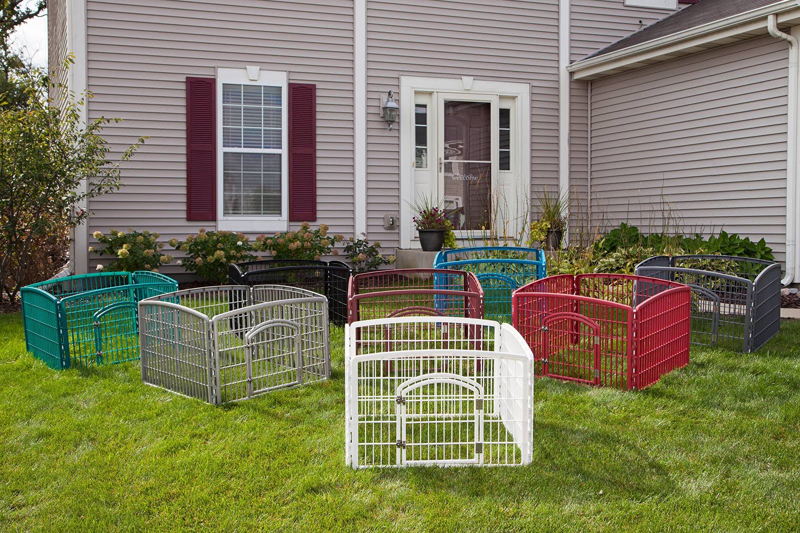 4-Panel Plastic Pet Playpen with Door S132987
