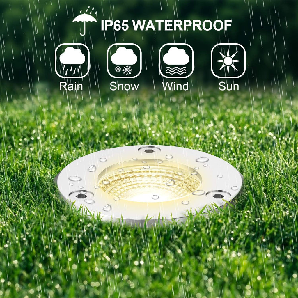 12 Pack 7W Warm White LED Ground Lights with 24 Connectors O152020
