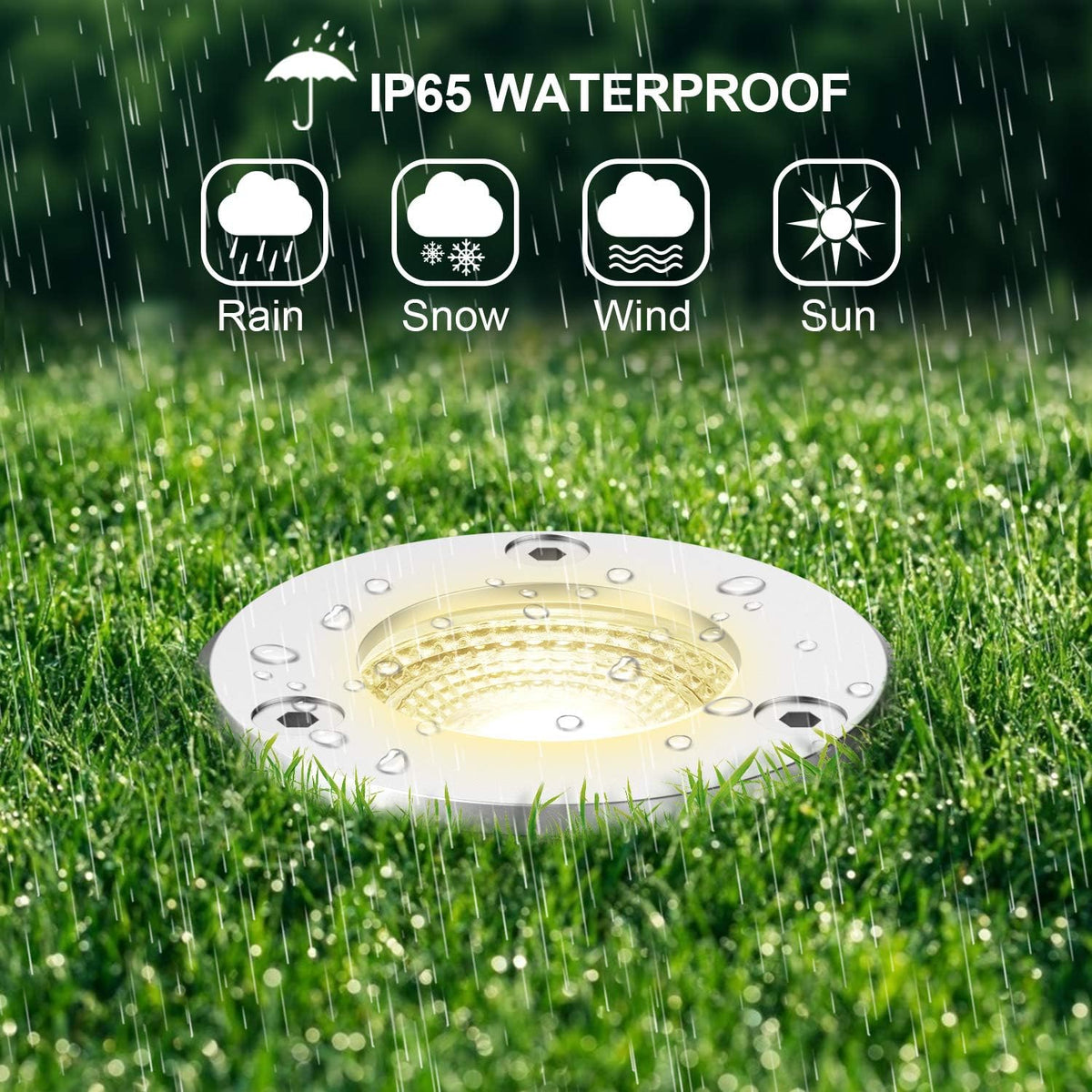12 Pack 7W Warm White LED Ground Lights with 24 Connectors O152020