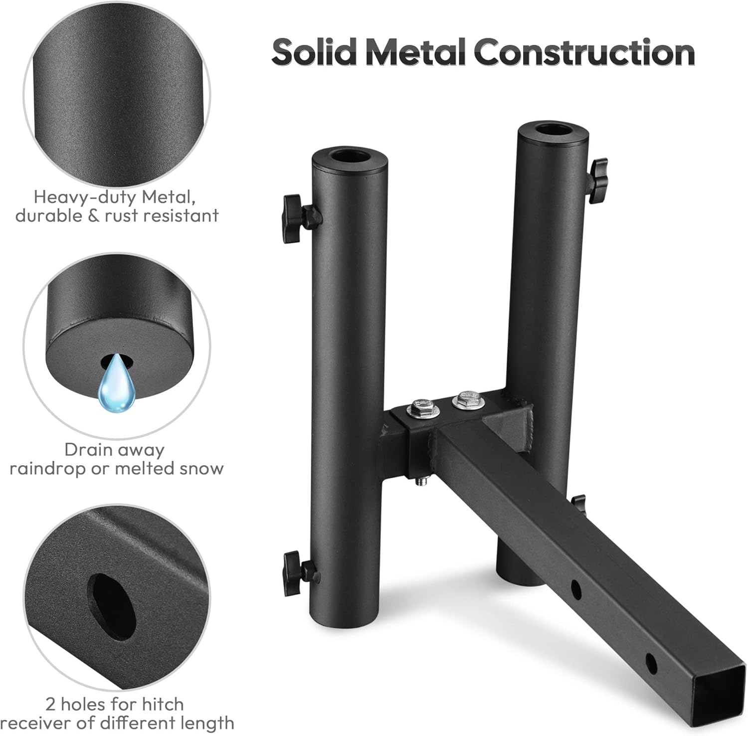 2 Hitch Mount Flagpole Holder with Anti-Wobble Screw Black O1278