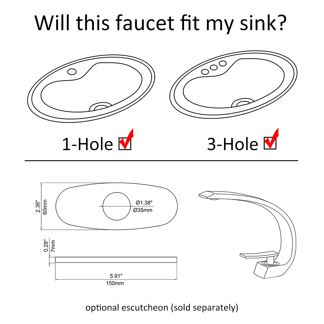 Matte Black 1-Handle Sink Faucet with Pop Up Drain Y70721