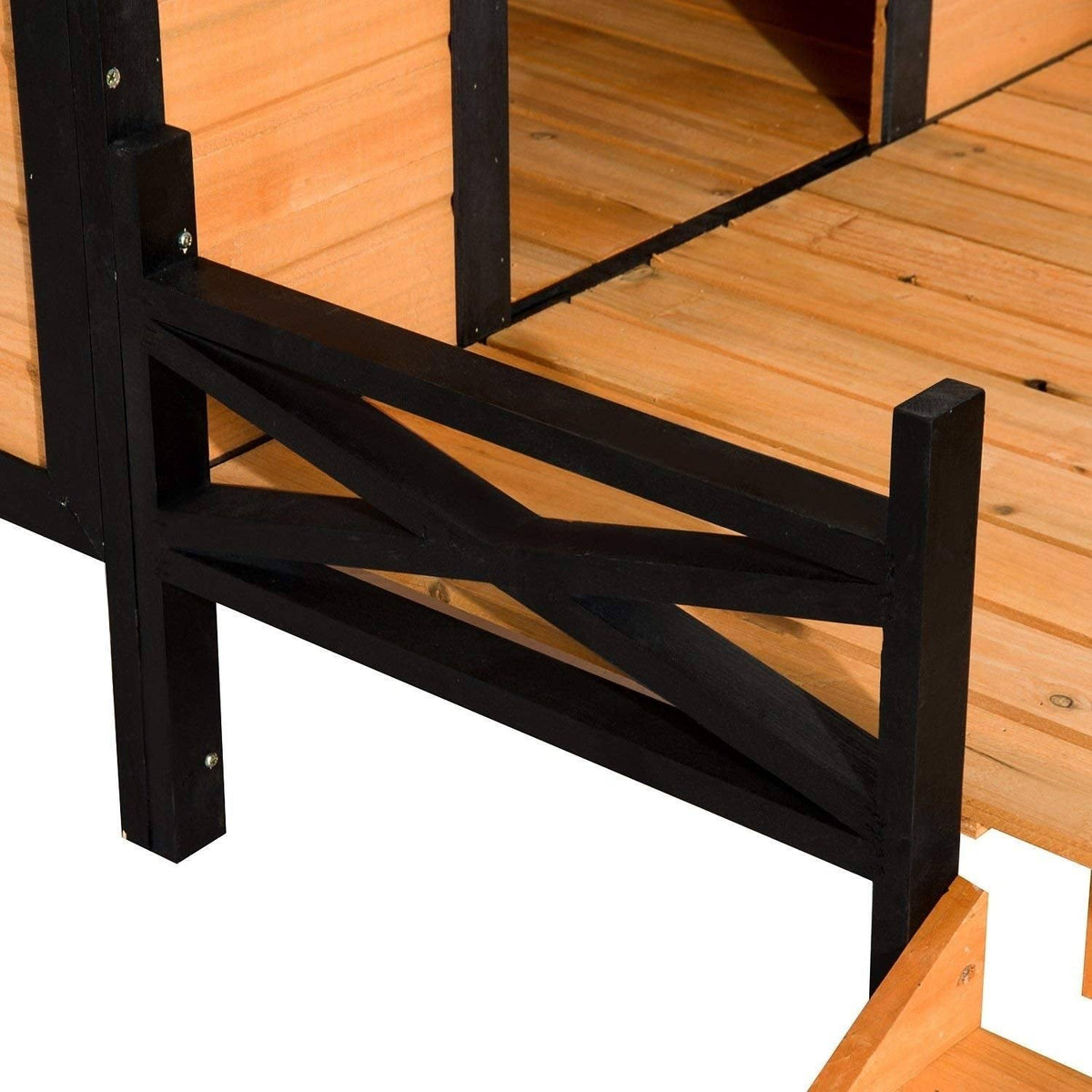 Covered Elevated Dog House with Porch D76952
