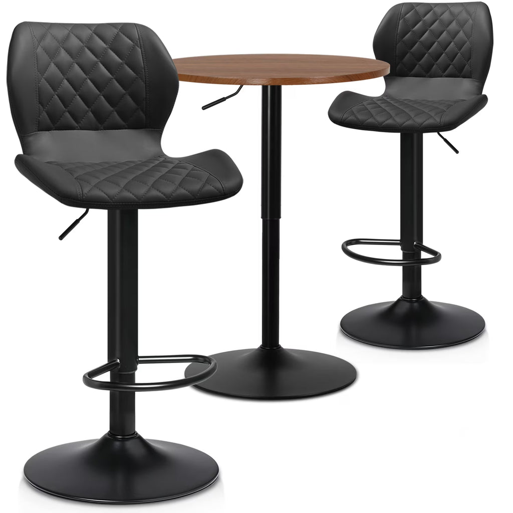 3 Piece Bar Table and Chair Set with Rotatable Tall Bistro Stools K68016