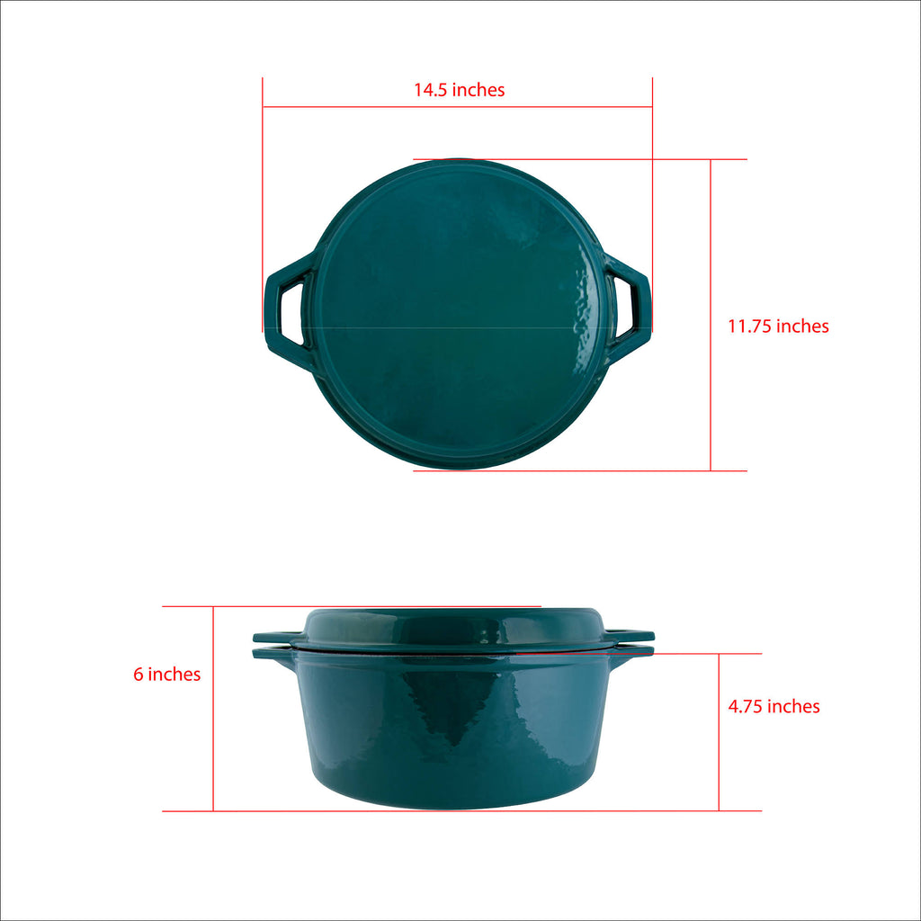Enameled Cast Iron Dutch Oven with Grill Lid, 7-Quart E35996
