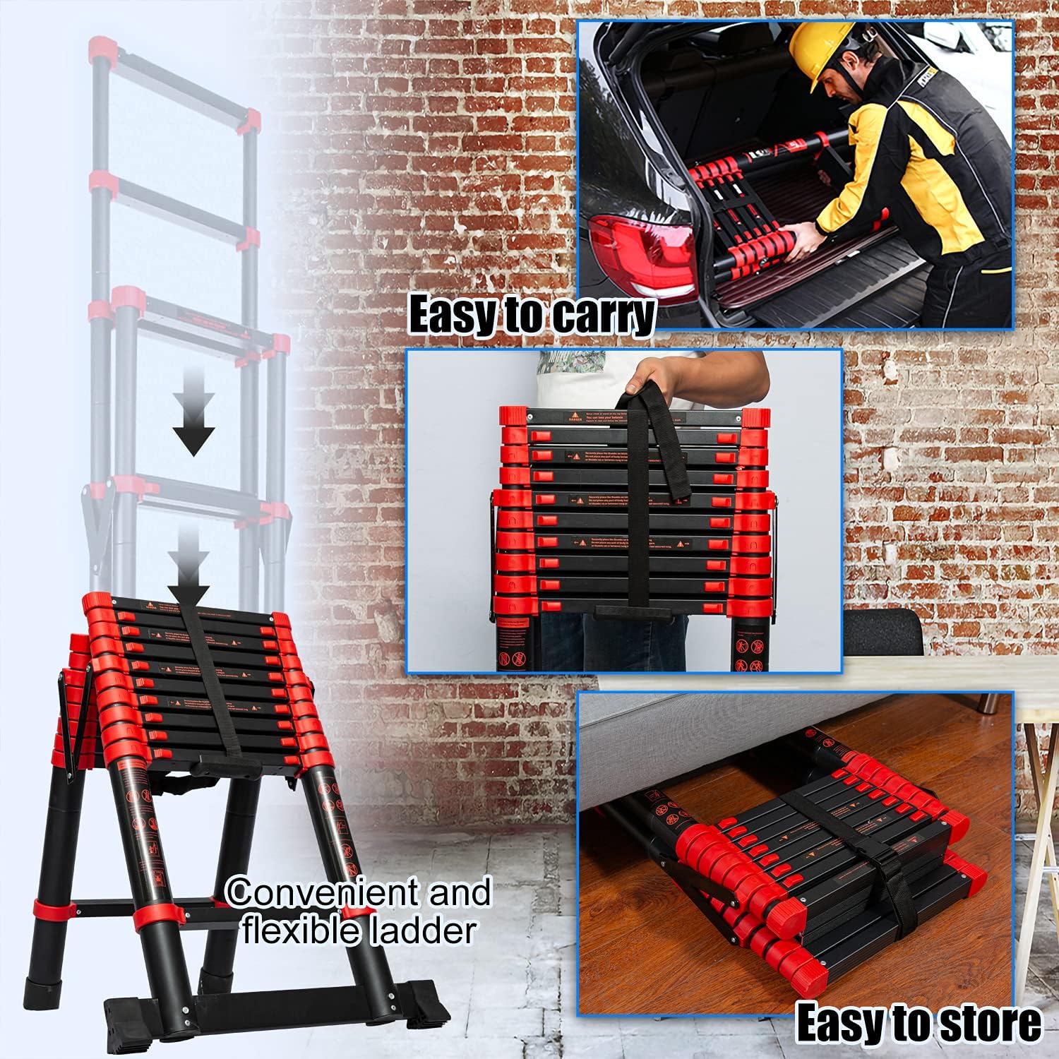 Telescopic Ladder 9+11 Aluminum A-Frame Extension Ladder W768