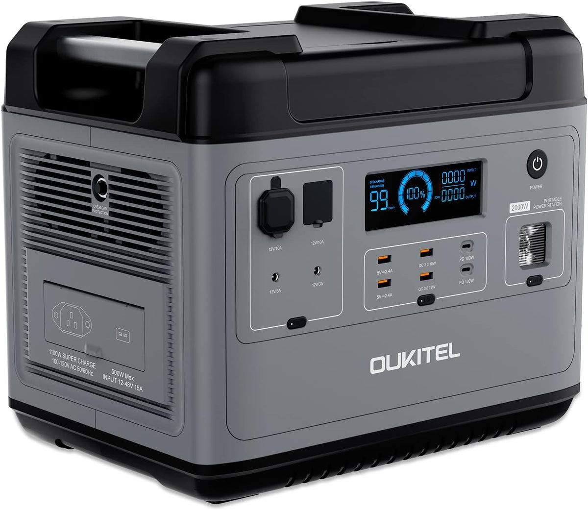 2000W Portable Power Station, 2000Wh LiFePO4 Solar Generator with Pure Sine Wave AC Outlets Y273361