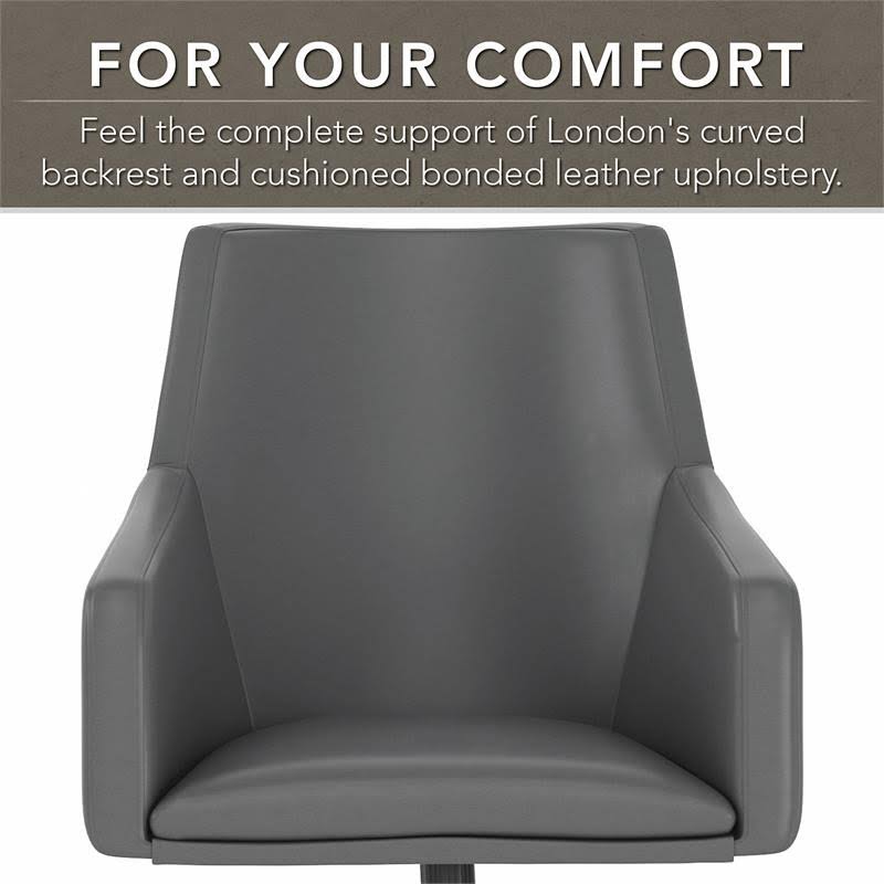 Dark Gray Leather Box Chair R759521