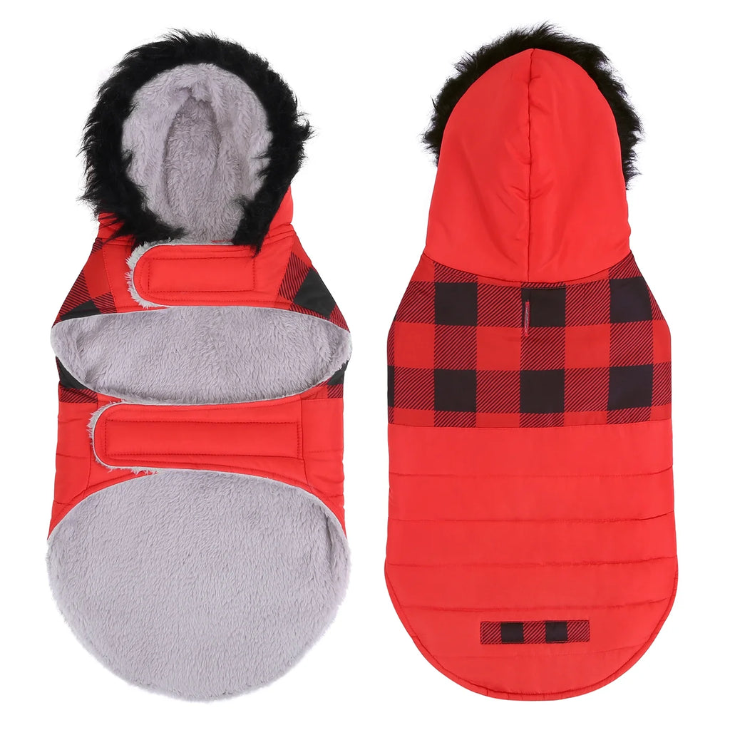 Fleece Lined Dog Puffer Jacket with Harness Hole Q276