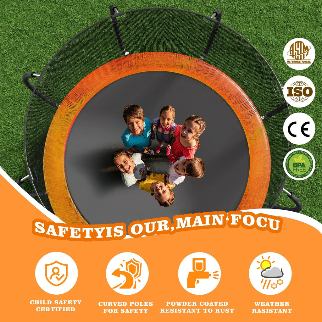 12FT Outdoor Kids Trampoline with Basketball Hoop & Enclosure G7166