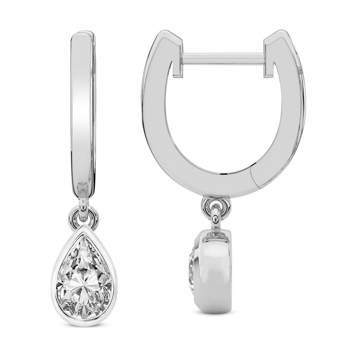1 Carat Pear Shape Lab Grown Diamond Dangle Earring in 14K White Gold W602081