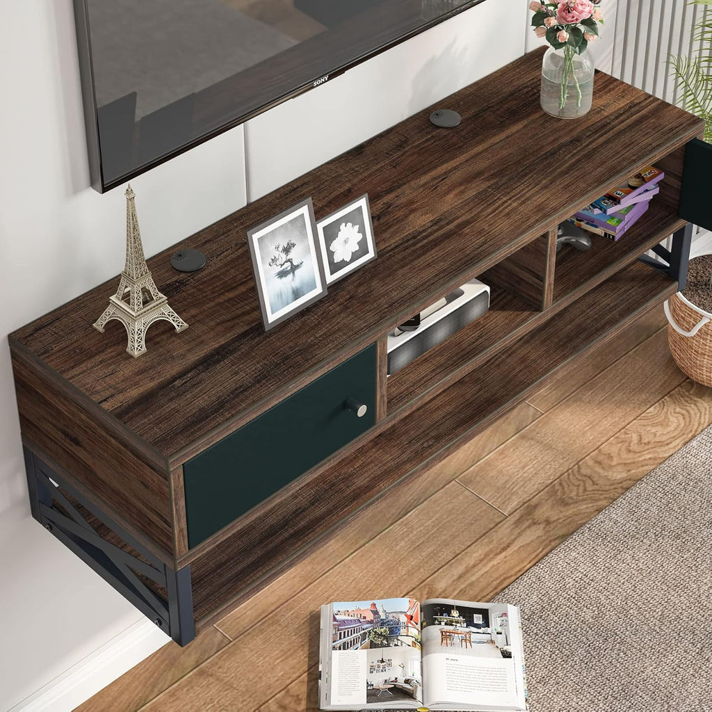 3-Tier Wall Mounted TV Stand with Magnetic Suction Doors C2909