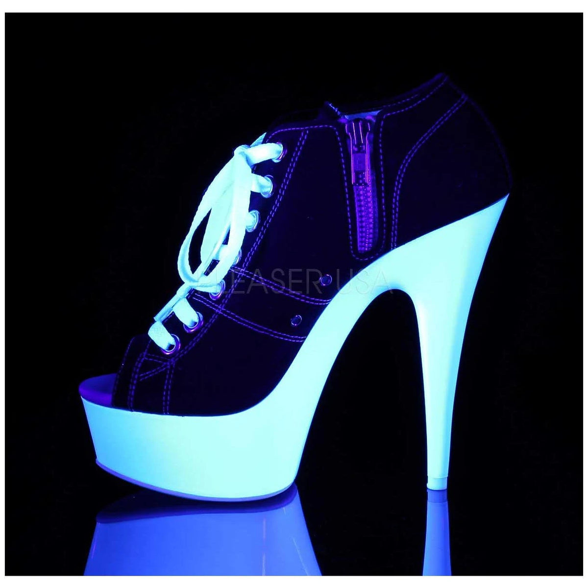 11 Black Canvas Neon White Heels X793597
