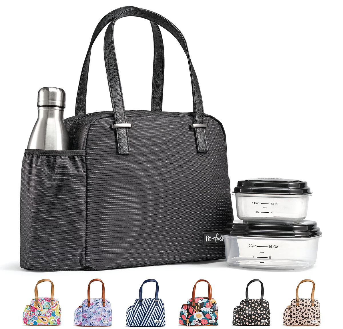 Insulated Lunch Tote with Bottle and Containers S359374
