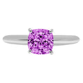 2.5ct Cushion Cut Simulated Alexandrite 18k White Gold Ring Size 3.75 S8381