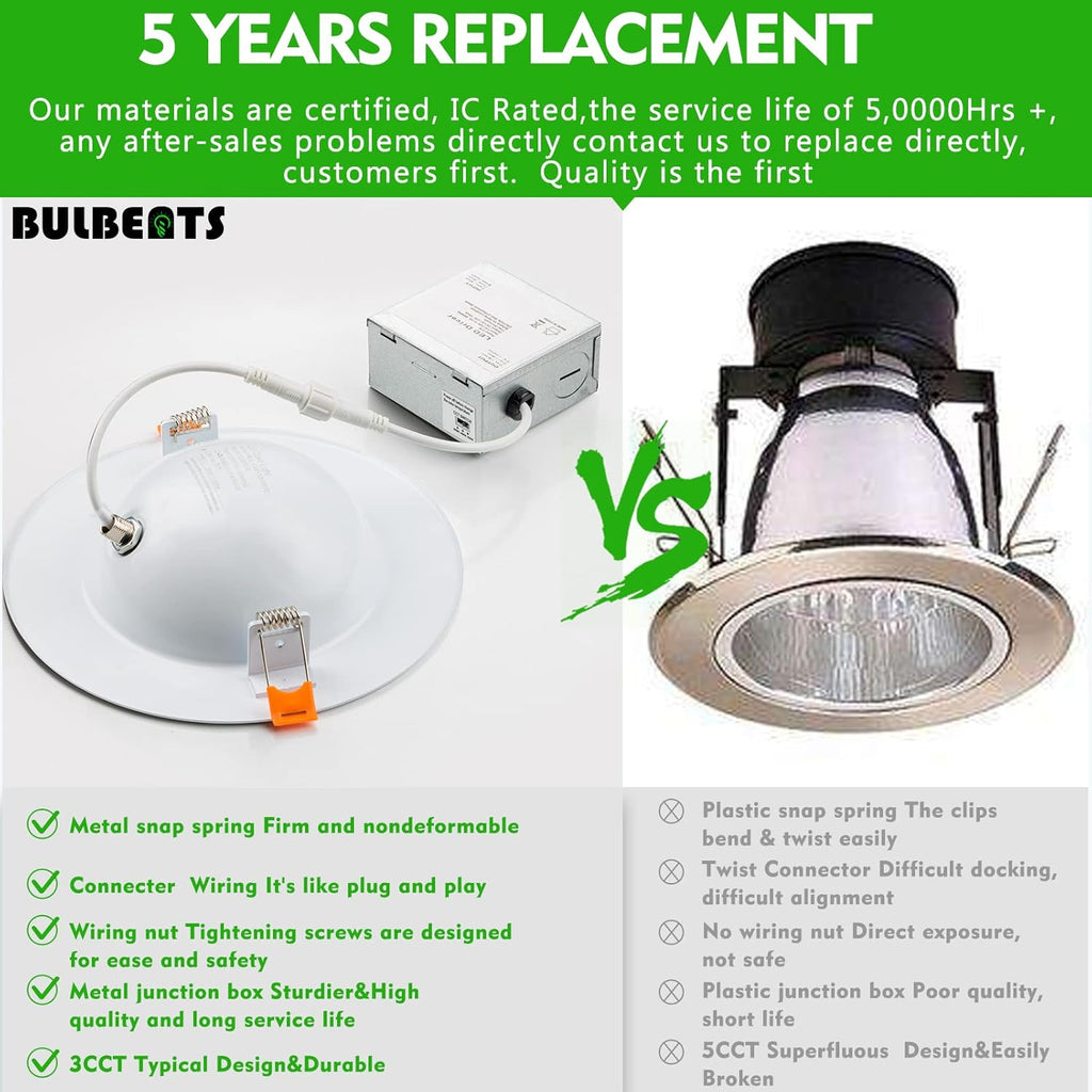 12 Pack 5/6 Inch Gimbal LED Recessed Light, Dimmable, 3000K/4000K/5000K, 12W=110W 1200LM, IC Rated V671