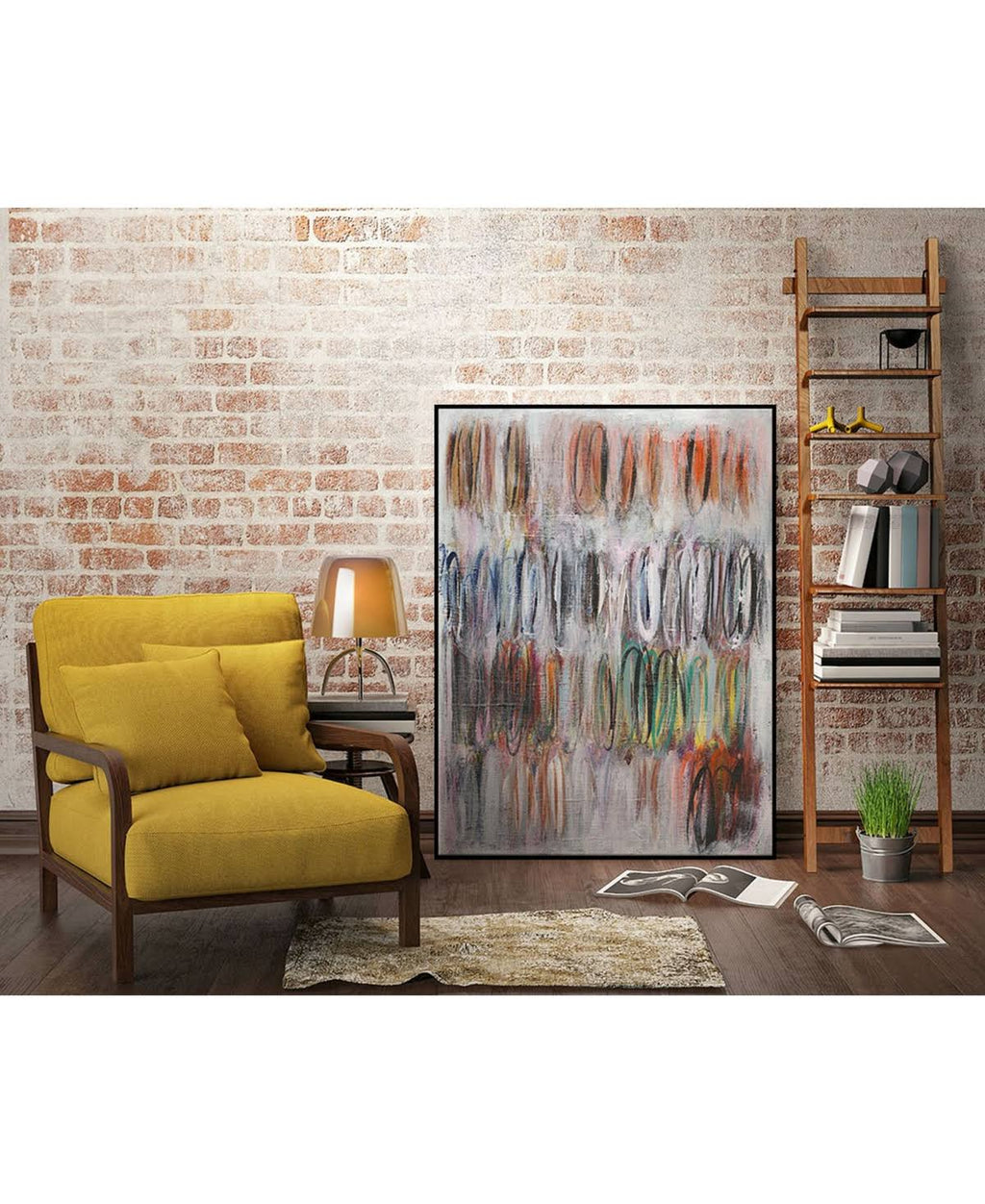Tan Framed Canvas Art Block H991