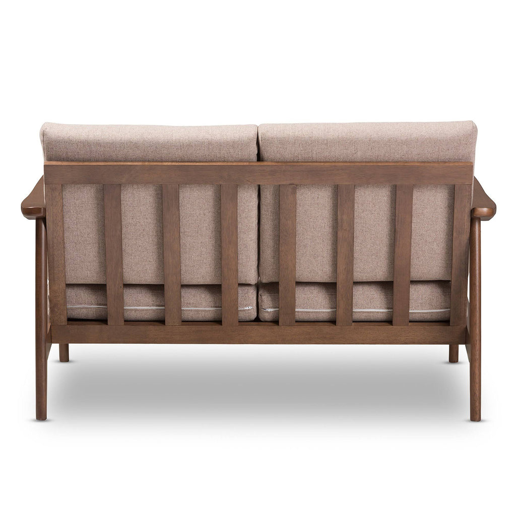 Light Brown Wood 2-Seater Loveseat O55109