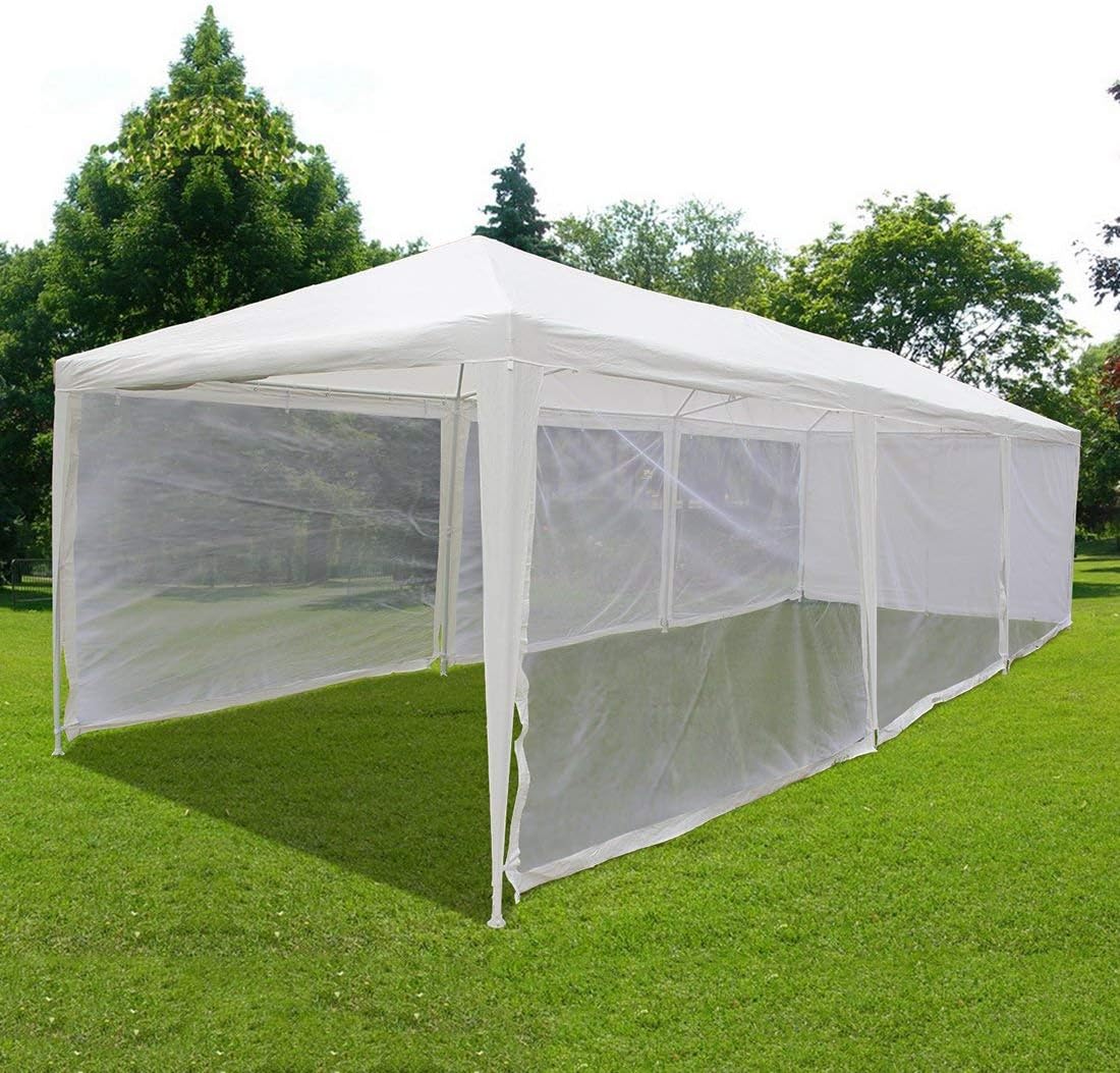 10'x30' White Canopy Tent with Mesh Side Wall Y19479