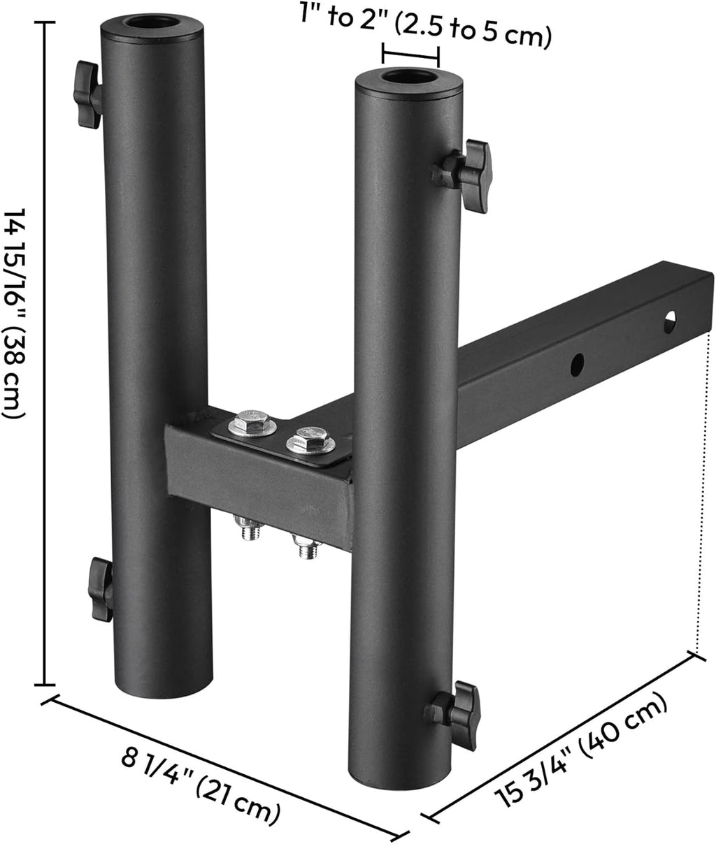 2 Hitch Mount Flagpole Holder with Anti-Wobble Screw Black O1278