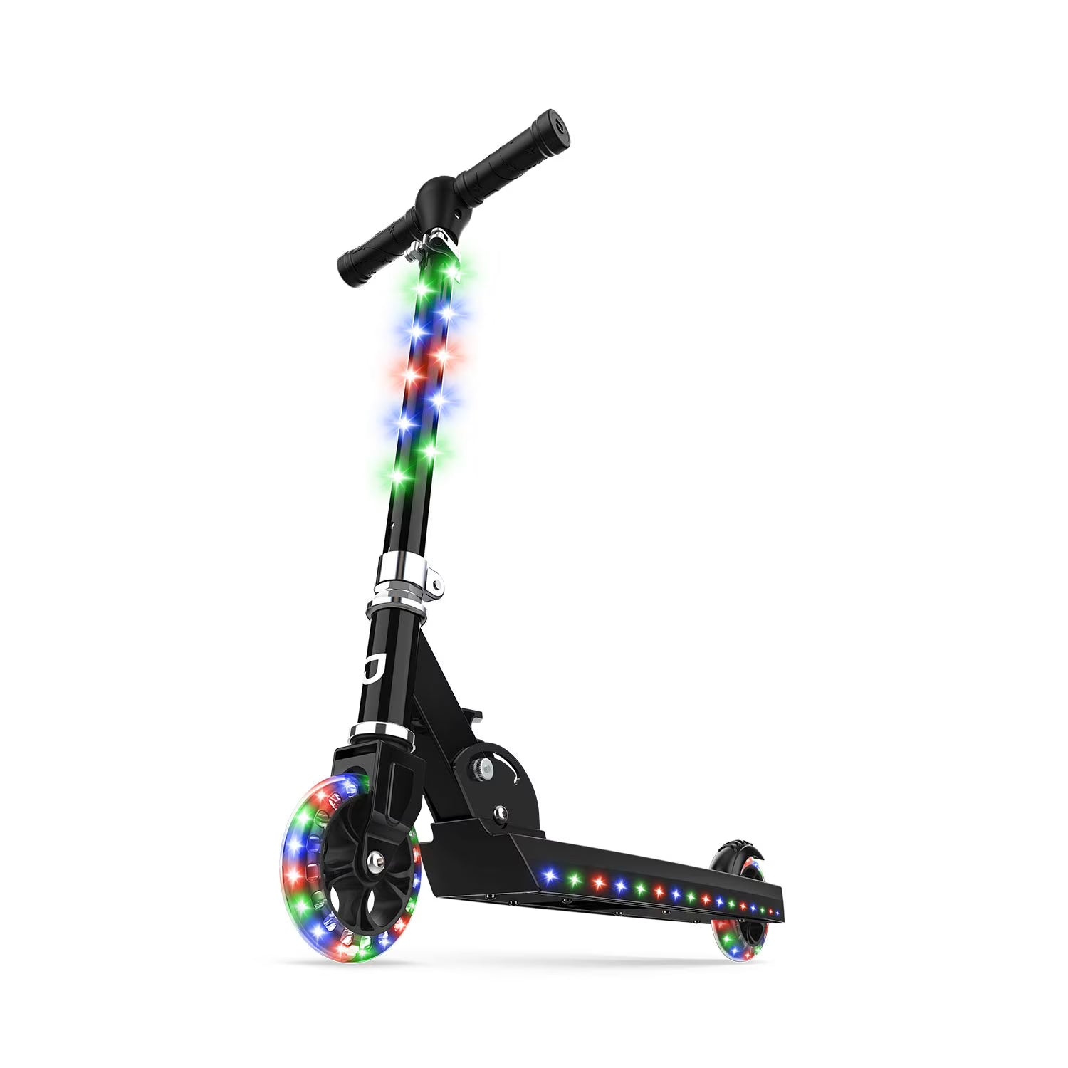 Black Collapsible Kids Kick Scooter with RGB Light Up LEDs D50279