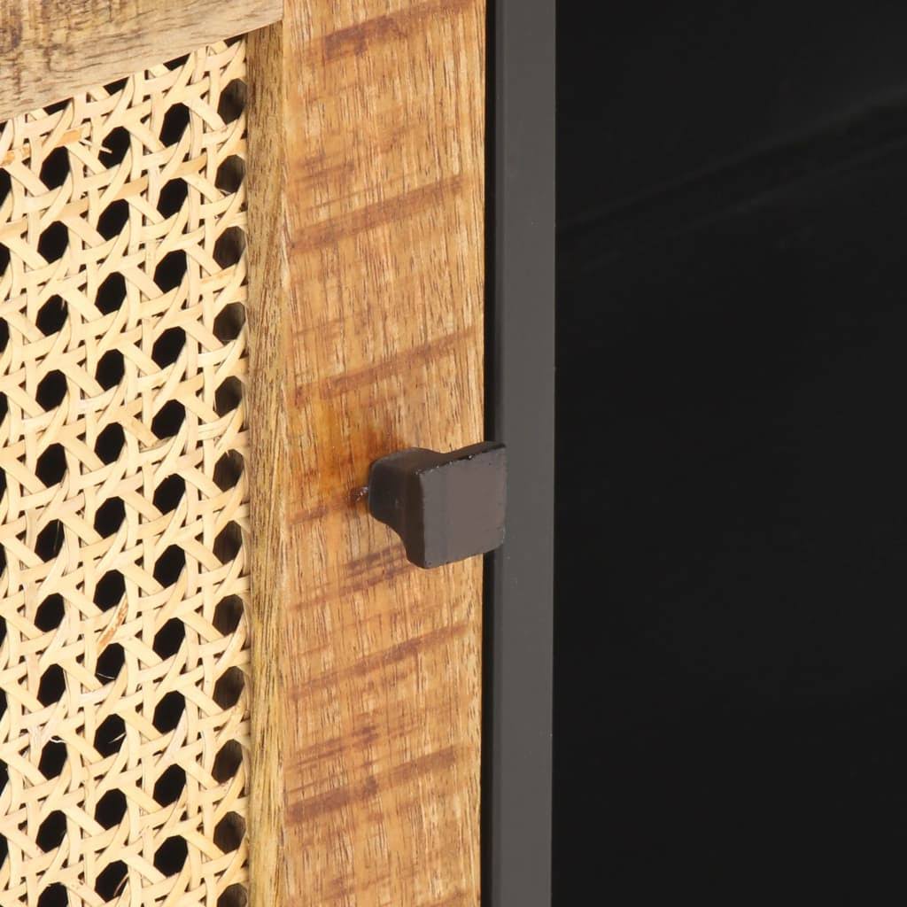 Rough Mango Wood and Natural Cane TV Cabinet Y34140