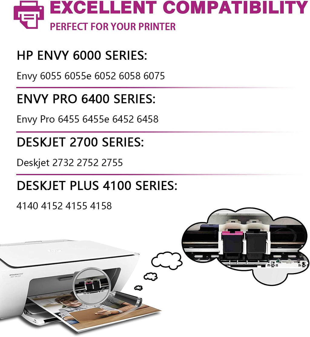 Black Ink Cartridges for HP 67XL Printer (2 Black) P65067