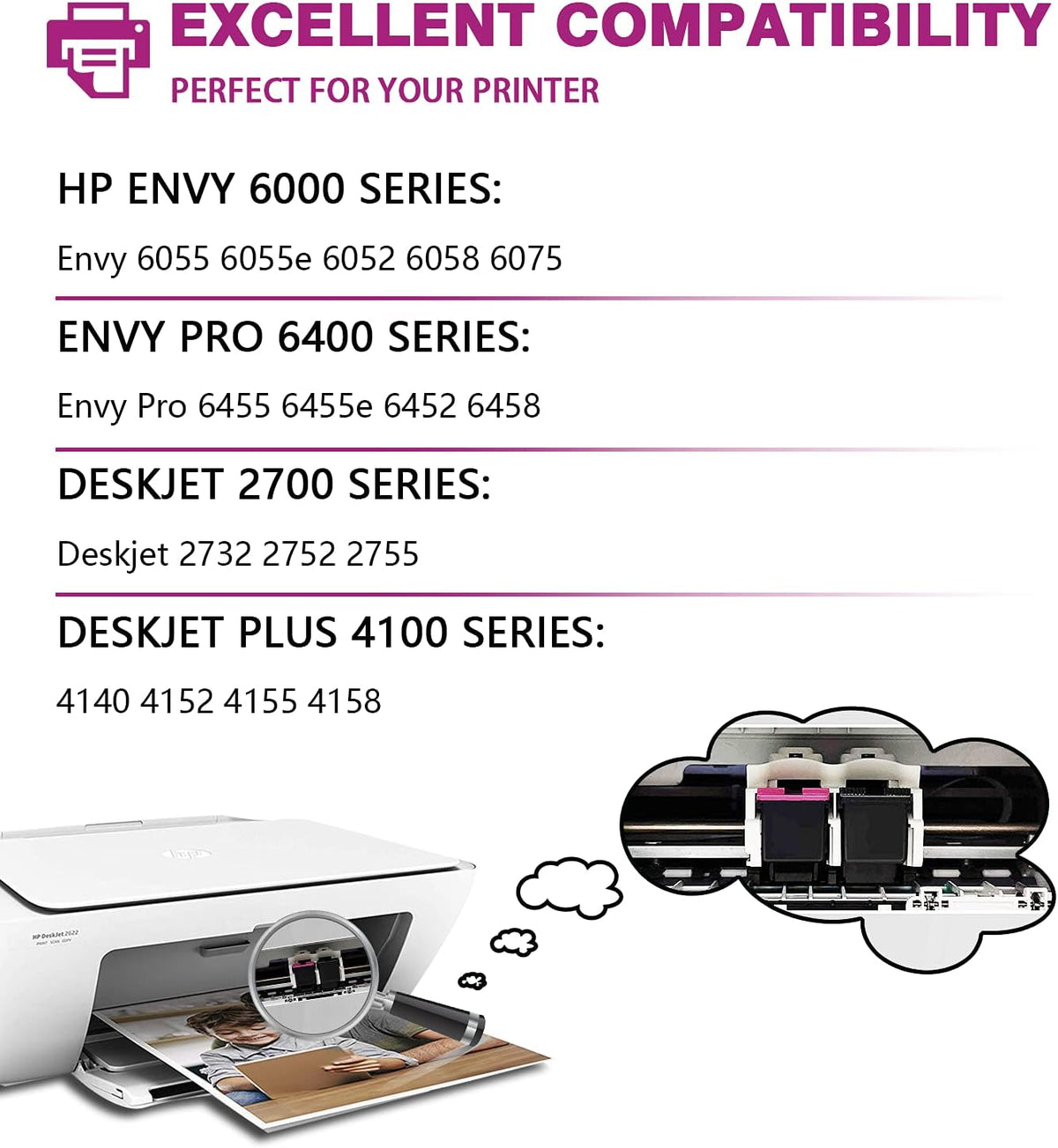 Black Ink Cartridges for HP 67XL Printer (2 Black) P65067