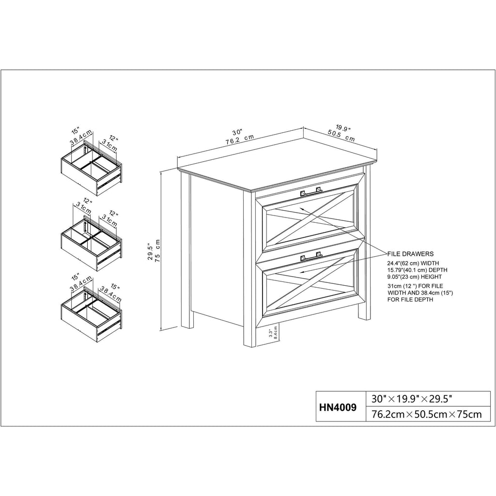 Honduras Washed Gray 2-Drawer Lateral File Cabinet E99064