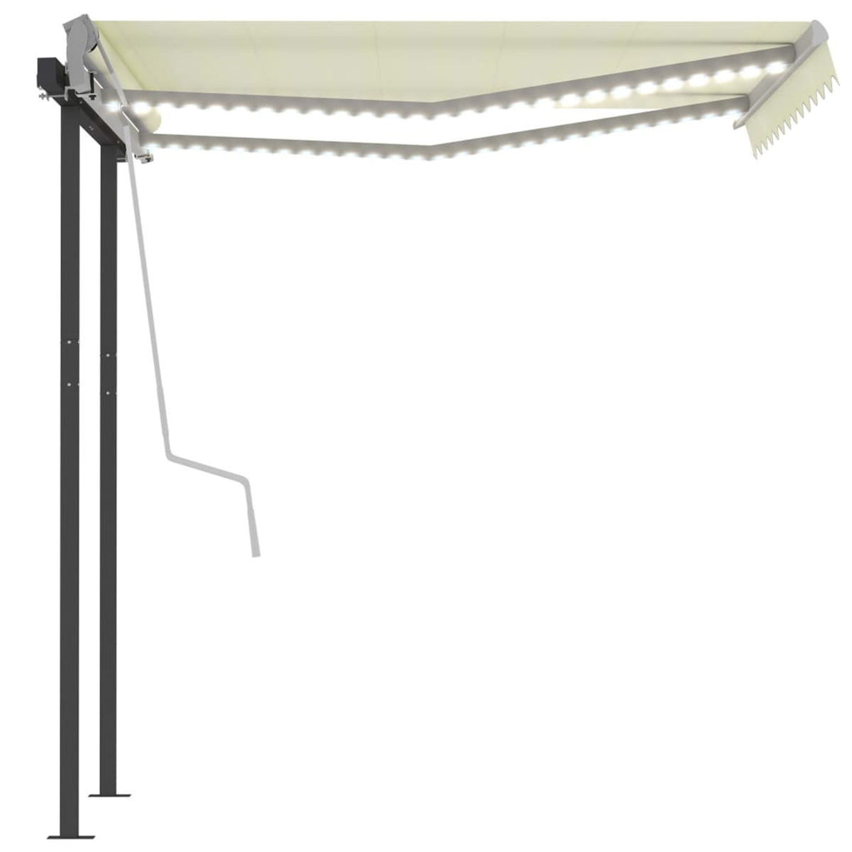 Cream Manual Retractable Awning with LED 118.1"x98.4" A6923