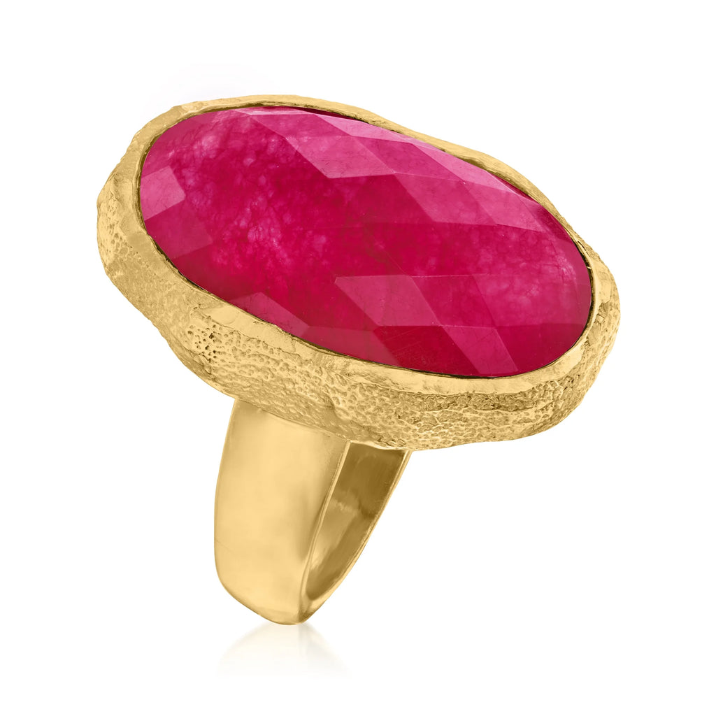 25.00 Carat Pink Quartz Ring in 18kt Gold Over Sterling C47925