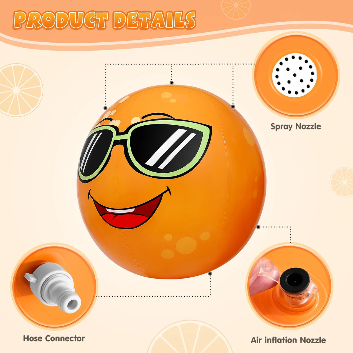 Inflatable Orange Sprinkler Water Spray Sprinkler C530547