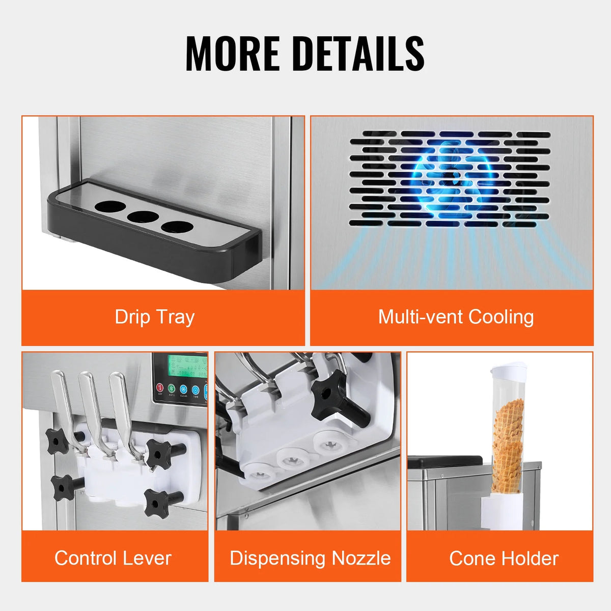 Commercial Soft Serve Ice Cream Machine 3 Flavor Countertop E838226