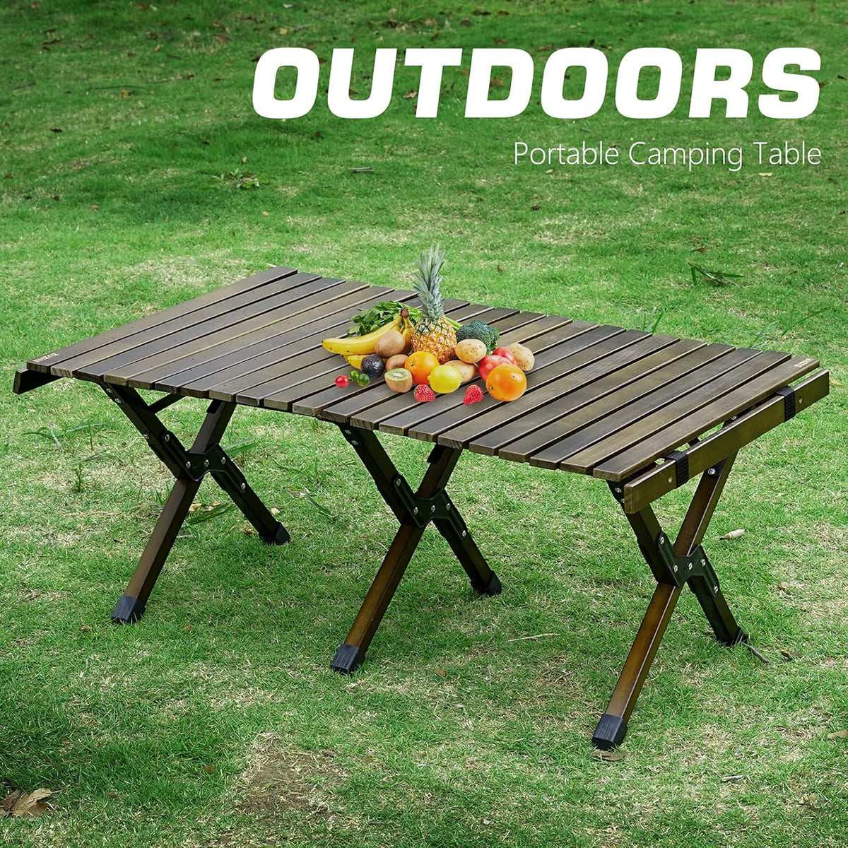 Portable Folding Wooden Camping Table with Carry Bag O176