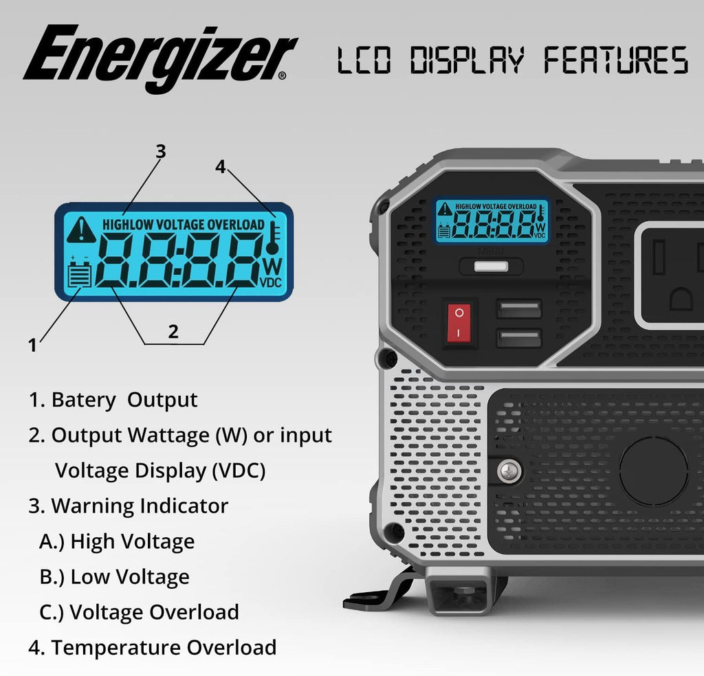 4000 Watts Modified Sine Wave Car Power Inverter, 12V to 110 Volts, Two AC Outlets, Two USB Ports S9642