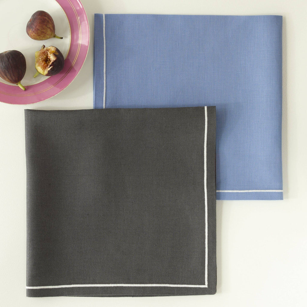 Satin Stitch Napkins, Set of 4, Grey T249