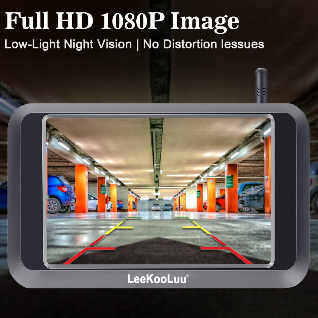 Wireless Backup Camera with 5'' Monitor Full HD 1080P Bluetooth Rear View Camera P7207