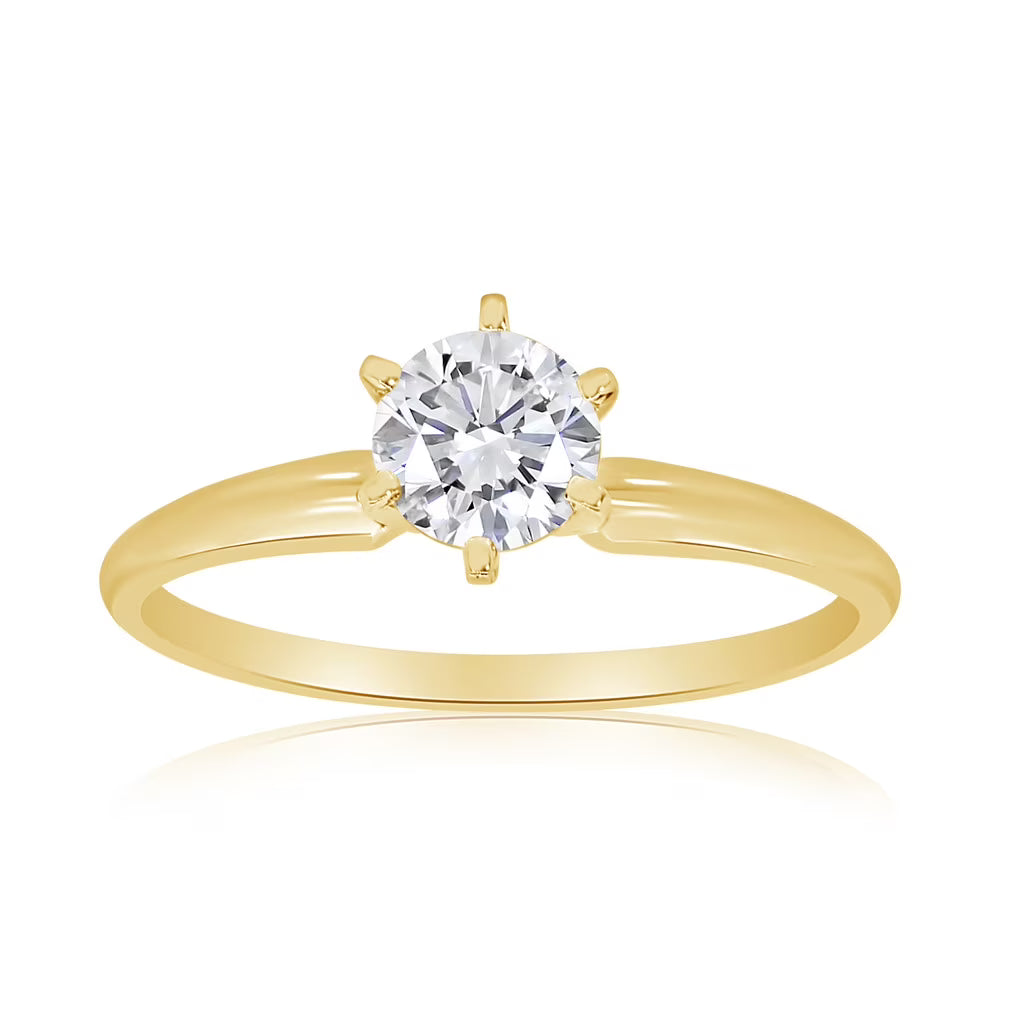 14k Yellow Gold Diamond Solitaire Engagement Ring W10054