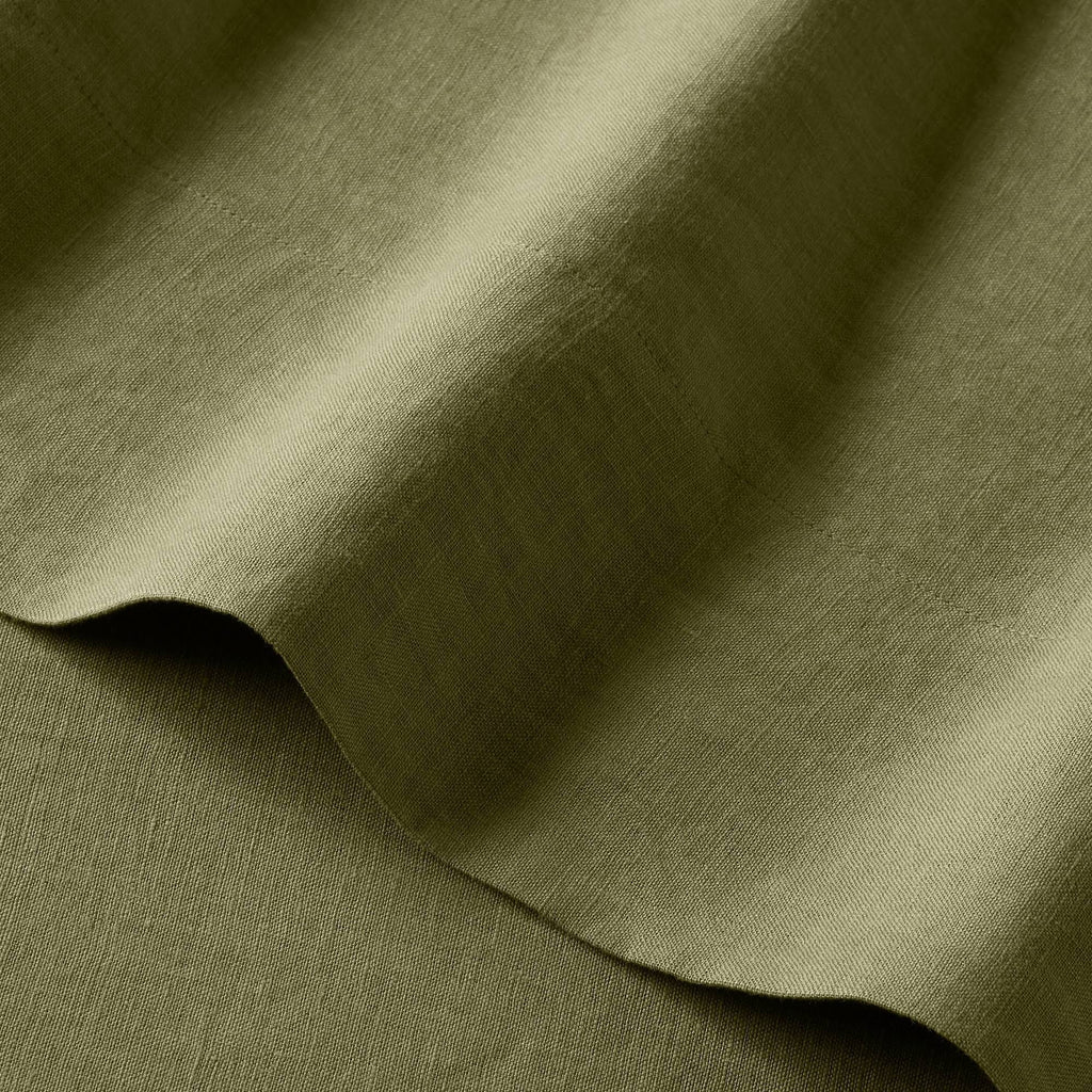 Moss Green California King 100% Washed Linen Solid Sheet Set M63245