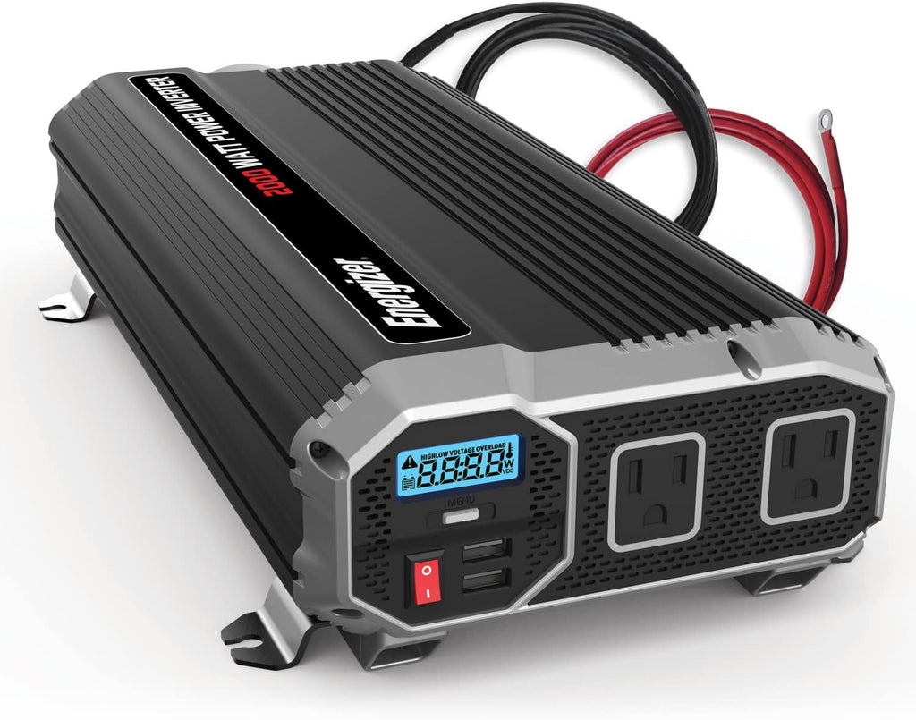 4000 Watts Modified Sine Wave Car Power Inverter, 12V to 110 Volts, Two AC Outlets, Two USB Ports S9642