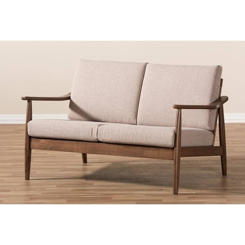 Light Brown Wood 2-Seater Loveseat O55109