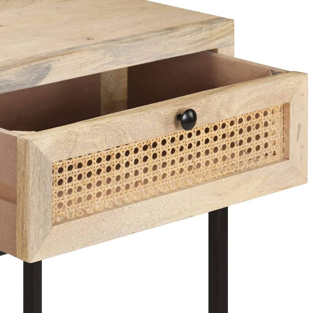 Solid Mango Wood and Natural Cane Console Table A20552
