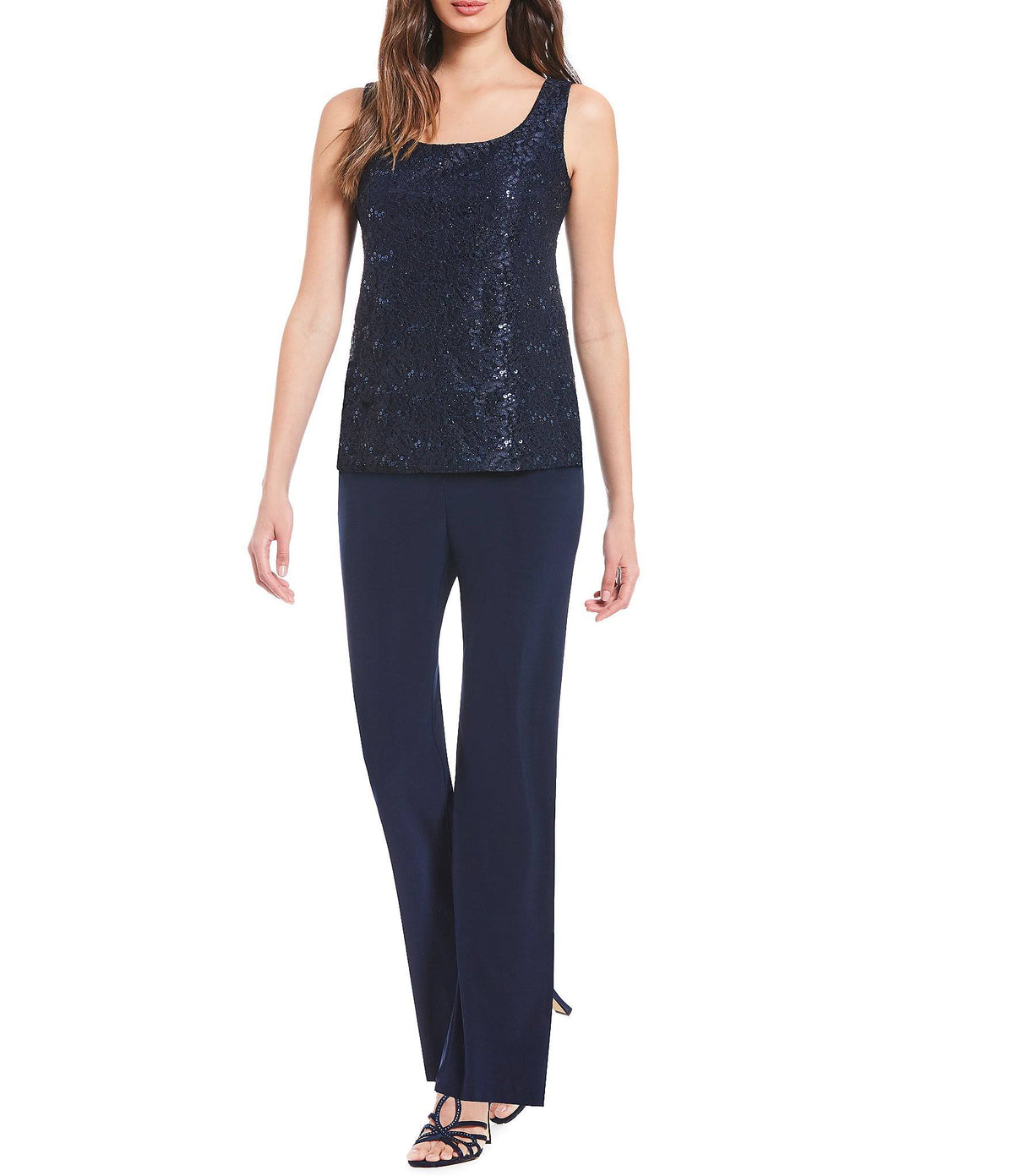 3-Piece Sequin Lace Duster Pant Set P549