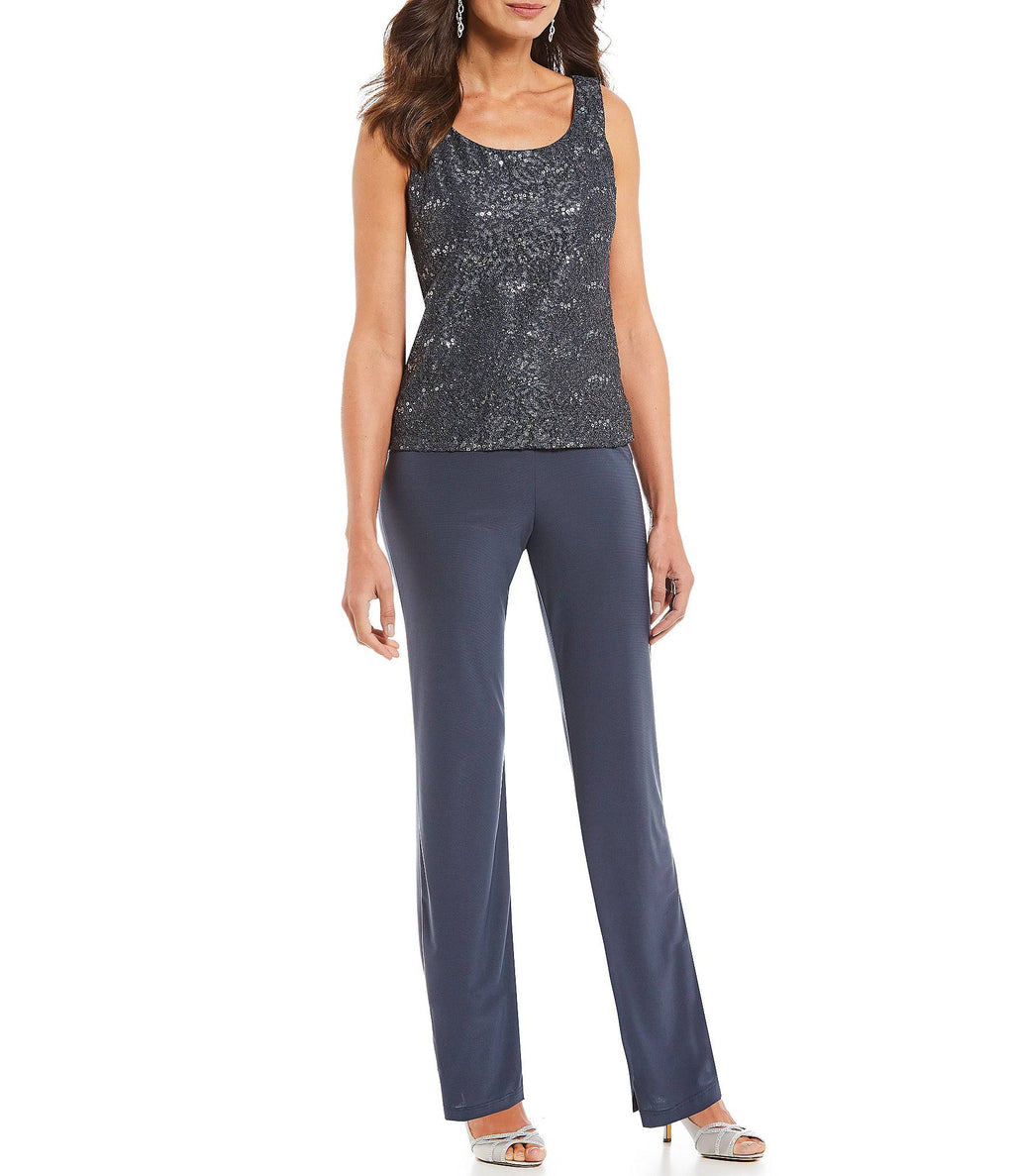 3-Piece Sequin Lace Duster Pant Set P549