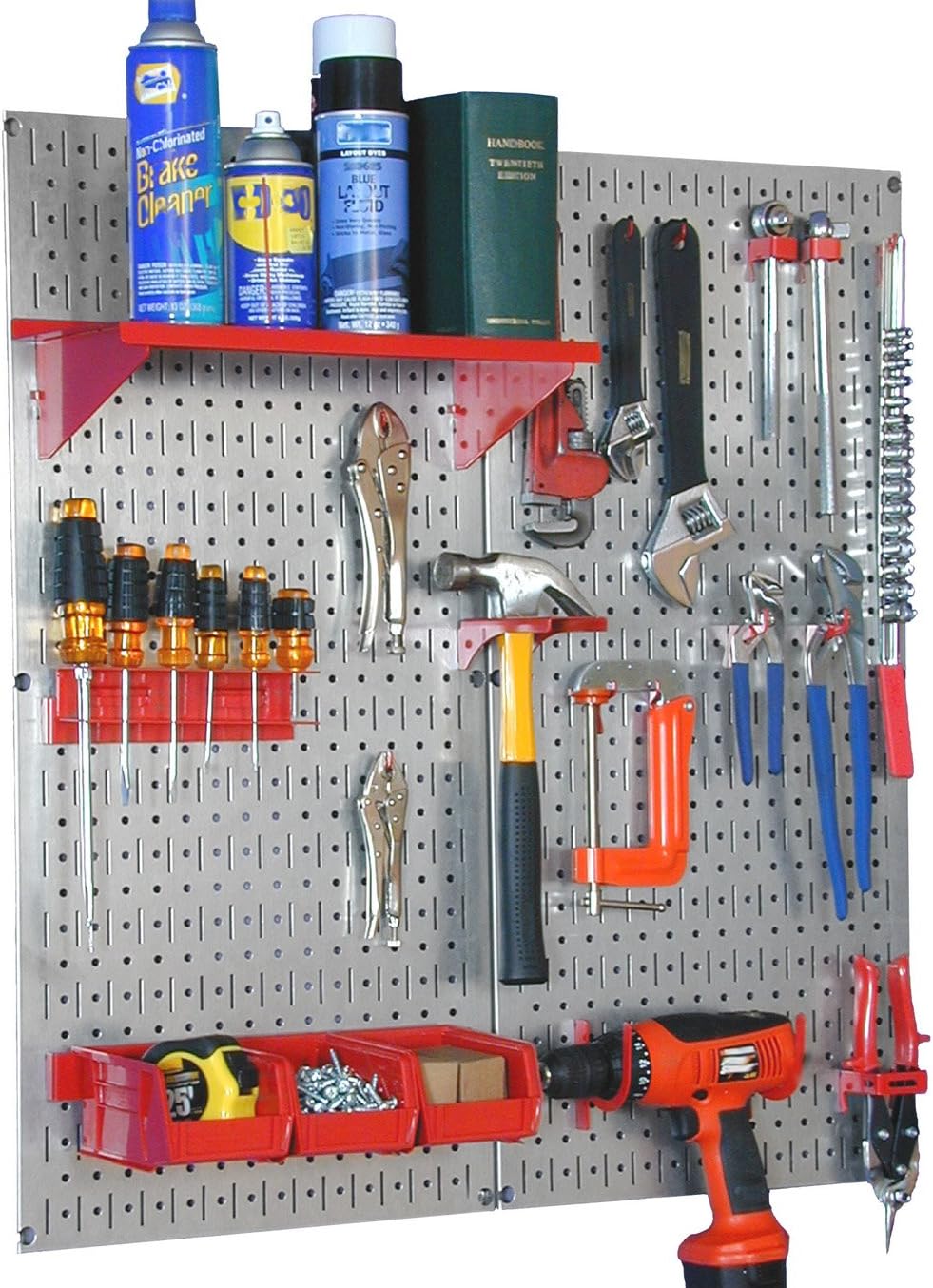 Black Pegboard Tool Storage Kit with White Accessories F46117
