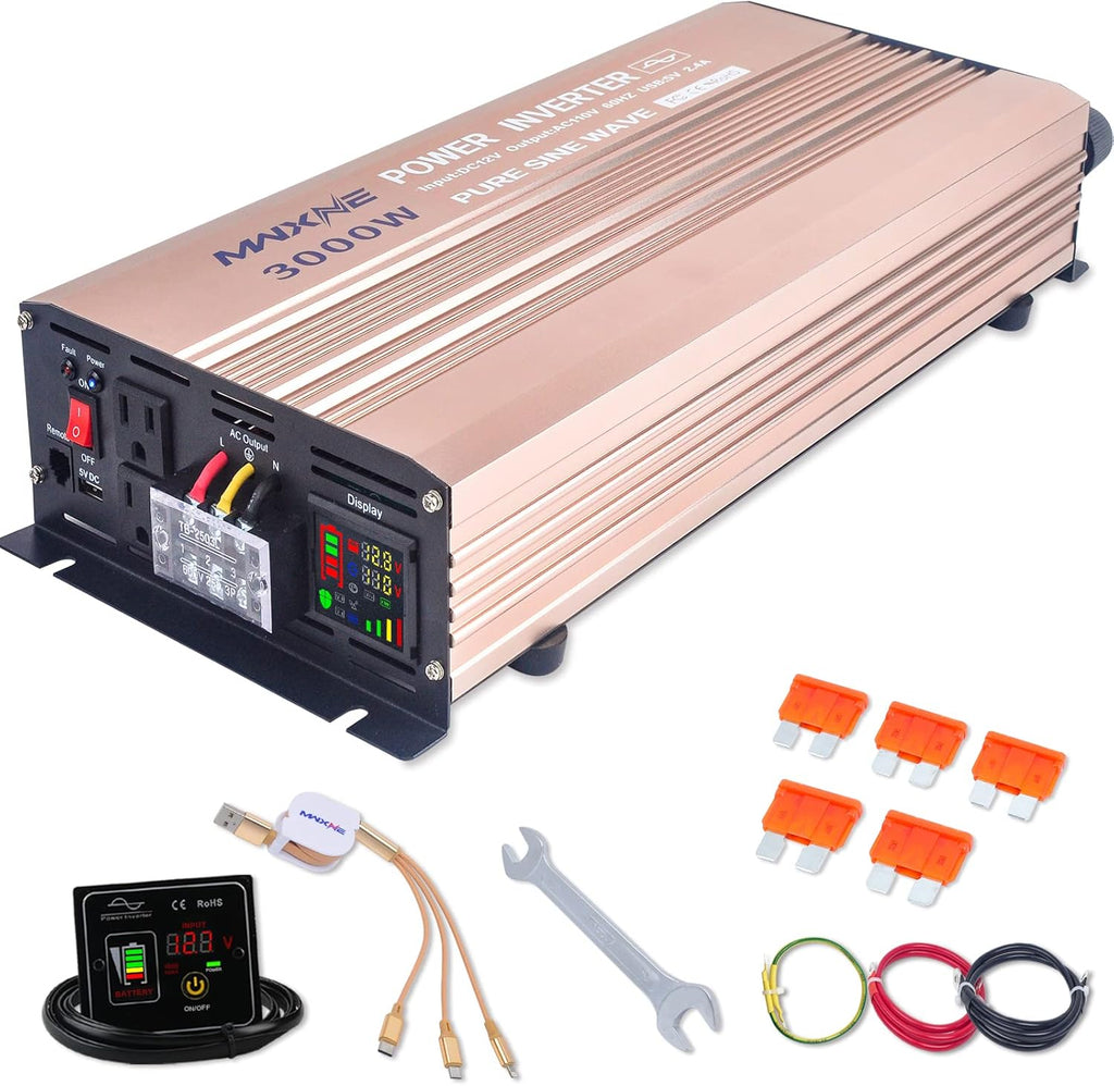 3000 Watts Pure Sine Wave Power Inverter with LCD Display and Remote Control C822