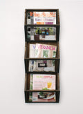Rustic Wood and Metal Wall Storage Pockets H8753