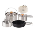 Stainless Steel Camping Cookware Set with Pot Frying Pan Kettle J3784