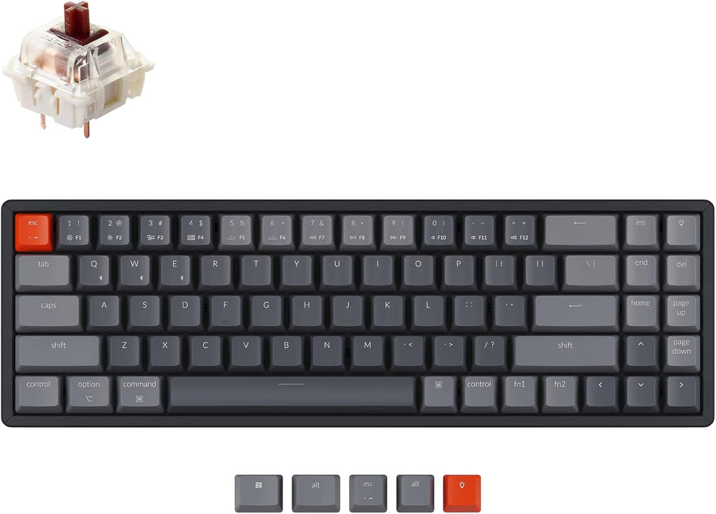 Keychron K14 70% Layout 72-Key Hot-Swappable Bluetooth Wireless/USB Wired Mechanical Keyboard with Gateron G Pro Brown Switch/RGB Backlit/Aluminum Frame Computer Keyboard M165