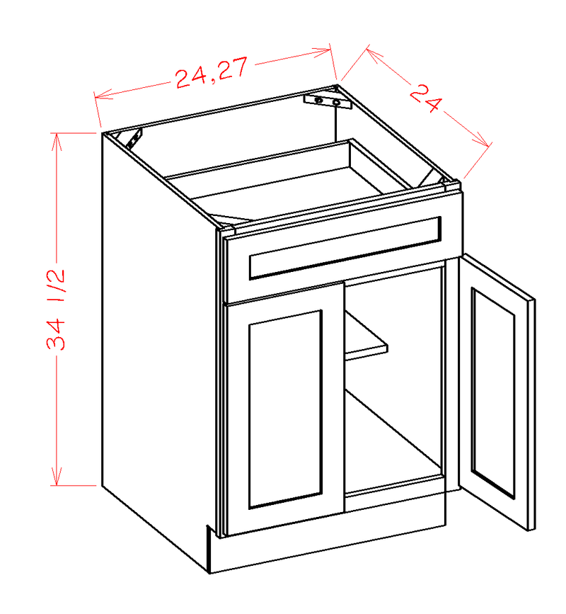 White 2 Doors 1 Drawer 1 Shelf Base Cabinet Q764546