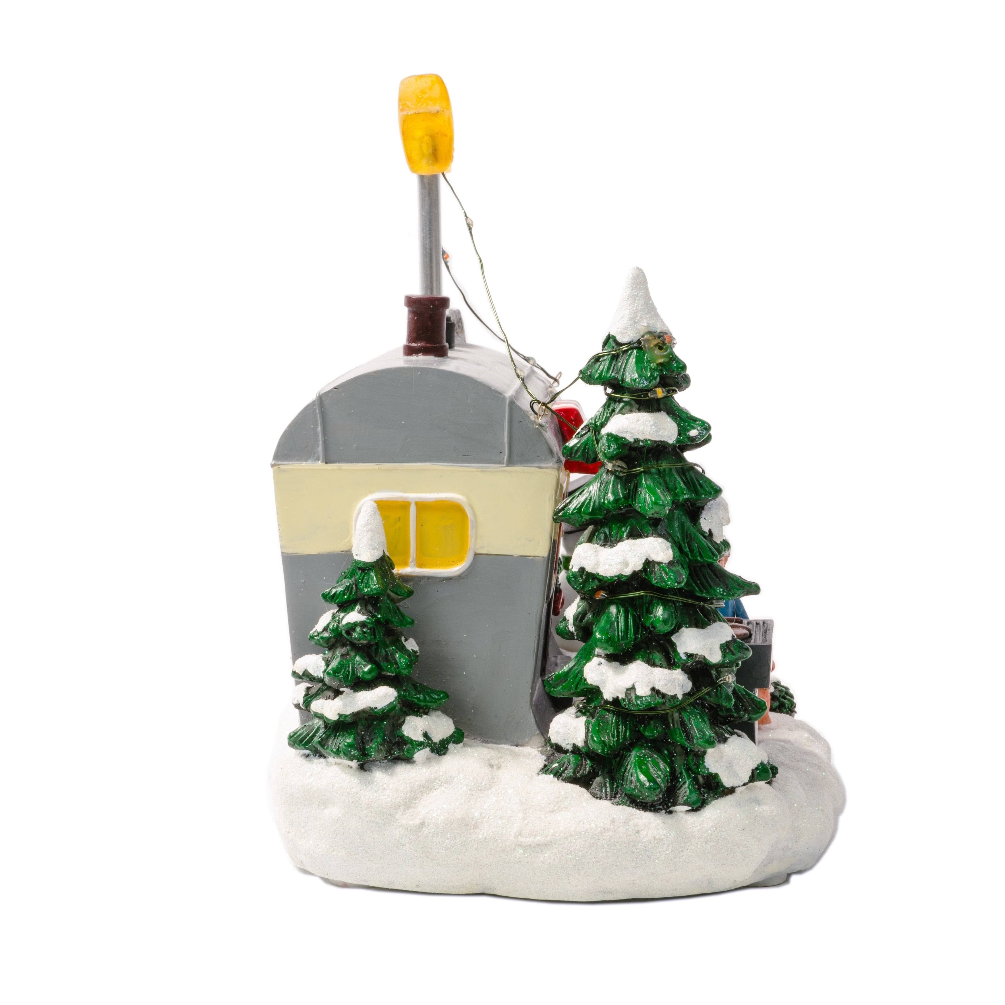 Grey Polyresin LED Christmas Camper H2972